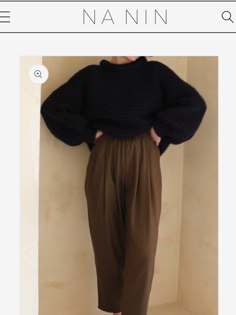 Na Nin Lena Silk Pant in Brown, 25 inch inseam